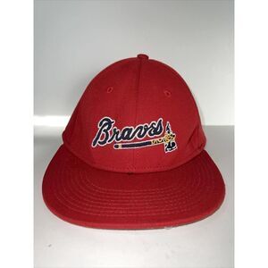 Outerstuff Atlanta Braves Dazzle Fitted Hat Cap - Red